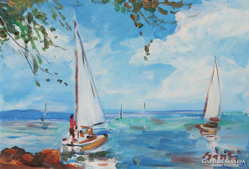 József Bánfi: balaton (two sailboats)