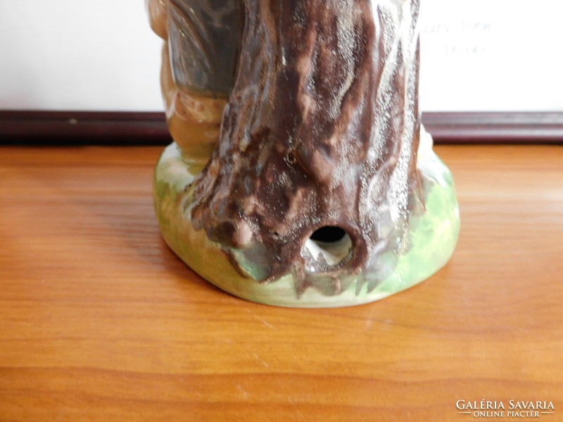 Old ceramic figural lamp - shepherd playing the flute - Izsépy