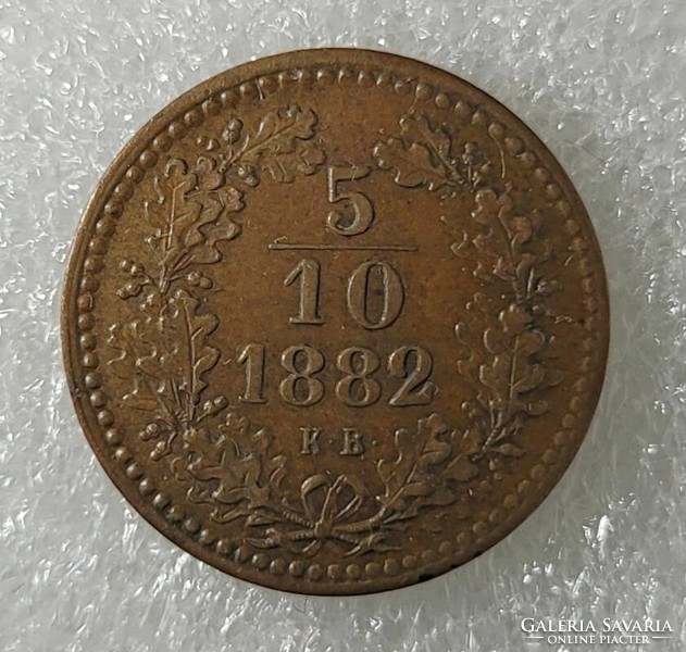 1882 Ferenc József 5/10 Krajcár KB