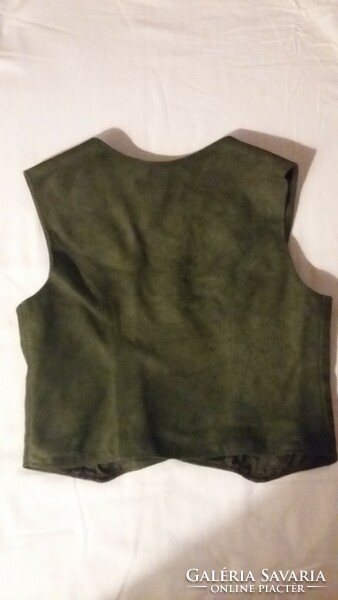 Old Austrian green velor leather dirndl vest