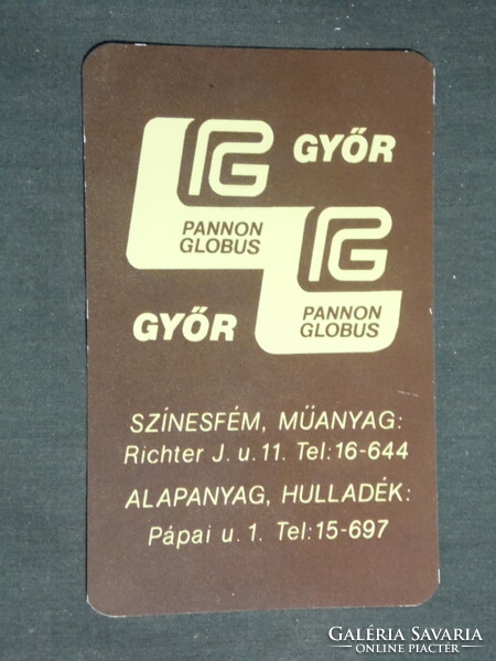 Kártyanaptár,  Pannon Globus fém acél nagykereskedő, Győr,1987,   (3)