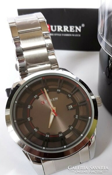 Curren m8246, men's watch with steel case, stainless steel buckle