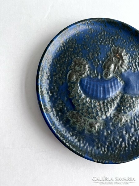 Rare, retro blue-glazed lake head bird ceramic decorative plate, decorative plate, wall plate, wall plate