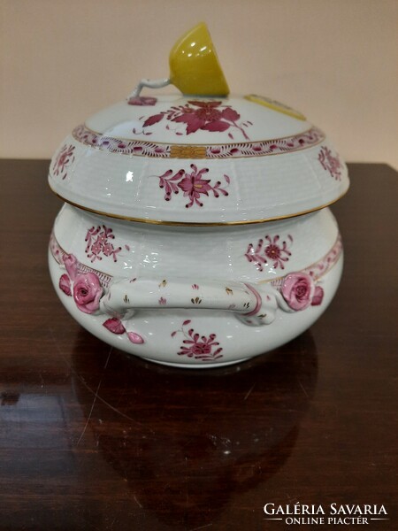 6 Personal Herend pur-pur Appony pattern porcelain soup bowl