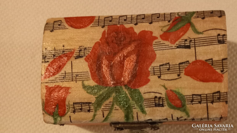 Handcrafted mini wooden box for sale with decoupage technique