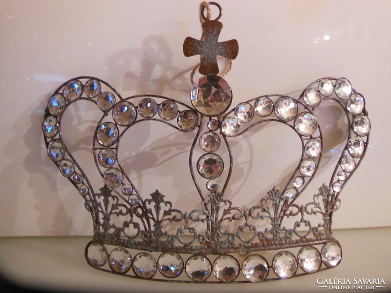 Crown - new - metal - 36 x 25 x - 6 cm - vintage - lace effect - rhinestone
