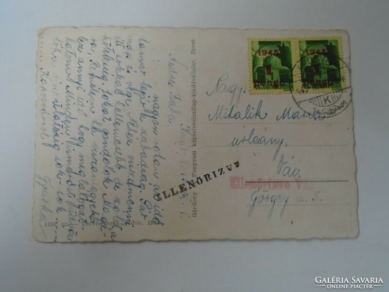 D199643 old postcard - Kaposvár - 1945 inflationary - checked by Michael