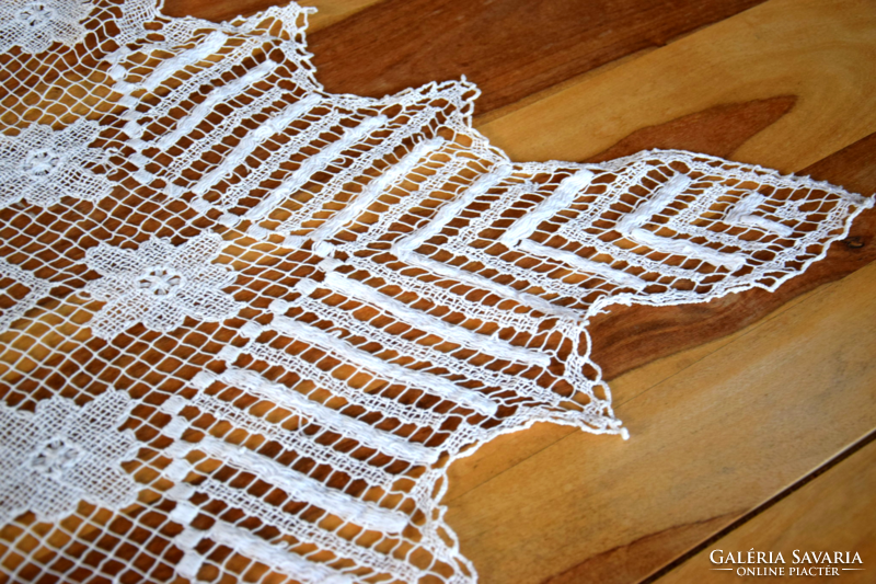 Antique old hand crocheted netting fillet lace tablecloth tablecloth centerpiece 88 x 88
