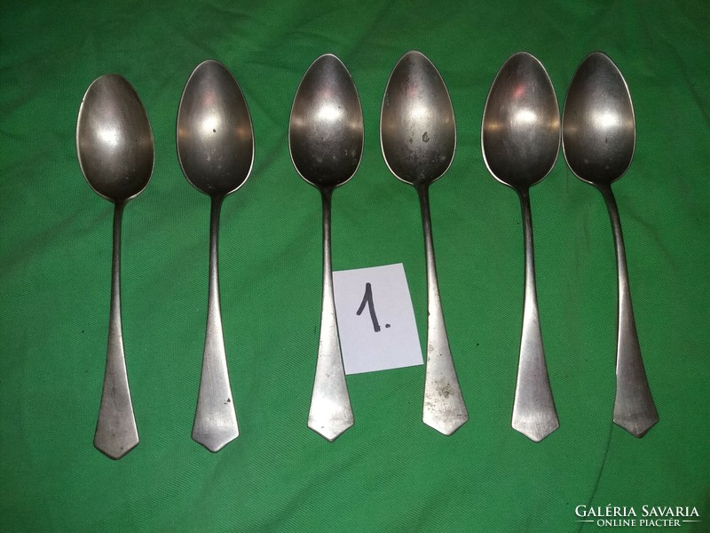 Antique silver-plated alpaca spoon set of 6 in one cutlery according to the pictures 1.