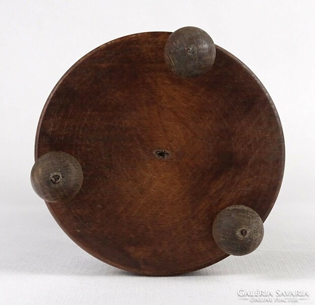 1P620 old twisted wooden candle holder 25.5 Cm