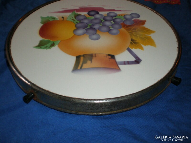 Old fruit-patterned earthenware coaster