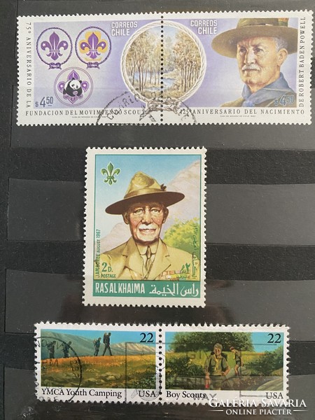 Scout selection, scouts from several countries on stamps