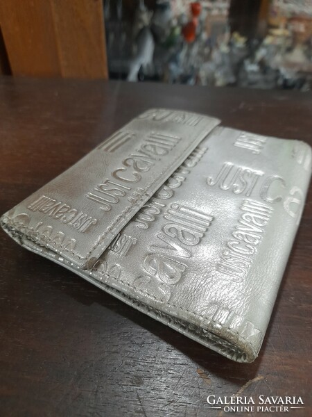 Silver color leather just cavalli wallet, file holder.
