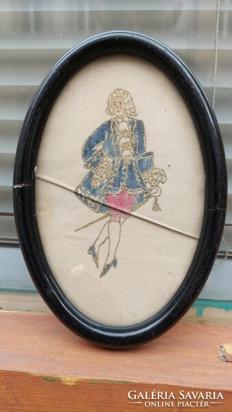 Antique oval frame, baroque male figure