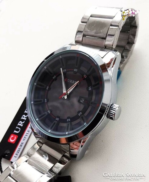 Curren m8246, men's watch with steel case, stainless steel buckle