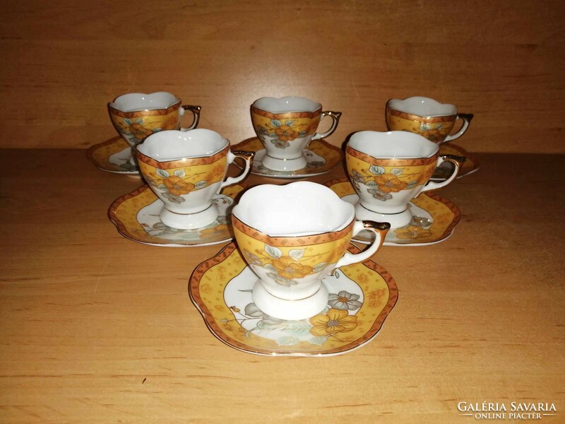 Japanese Art Nouveau porcelain gilded coffee cup set - 6 persons (0-1)