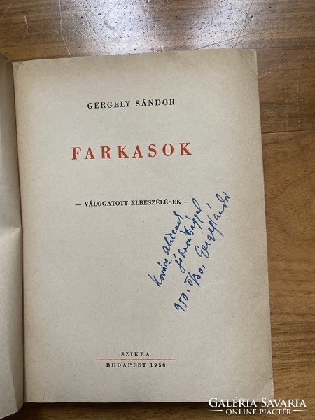 Gergely Sándor: Farkasok (dedikált)