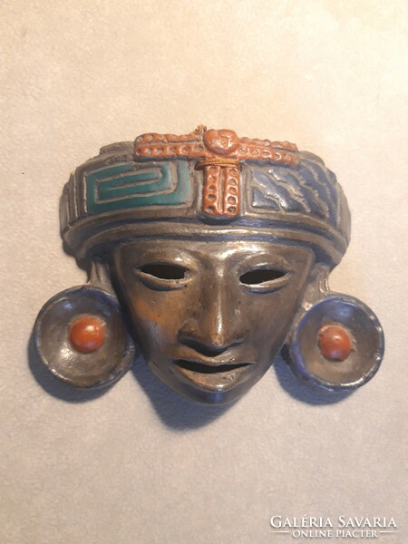 Mayan terracotta mask wall decoration - Central America