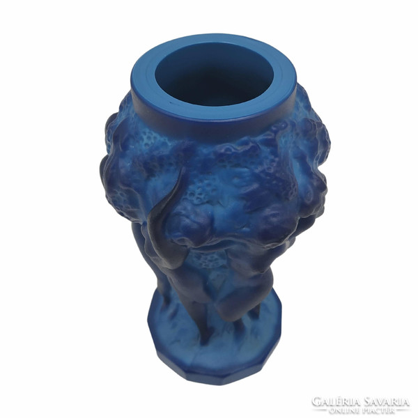 Desna blue glass vase - female figures i.-M00991