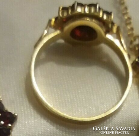Czech garnet stone ring, gold-plated silver