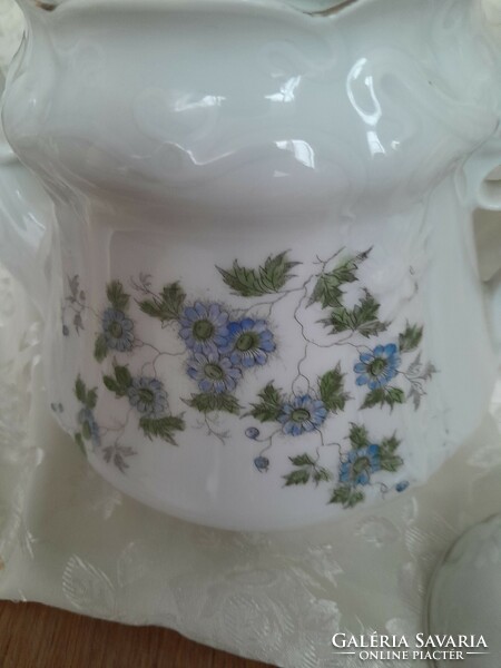 Antique unique teapot with blue flowers