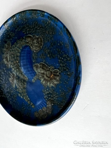 Rare, retro blue-glazed lake head bird ceramic decorative plate, decorative plate, wall plate, wall plate