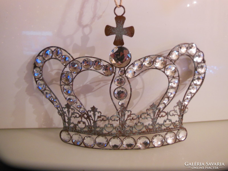 Crown - new - metal - 36 x 25 x - 6 cm - vintage - lace effect - rhinestone