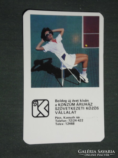 Kártyanaptár, Pécs Konzum áruház, erotikus női modell,1987,   (3)