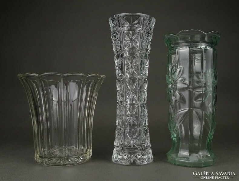 1P612 Régi hibátlan üveg váza 3 darab