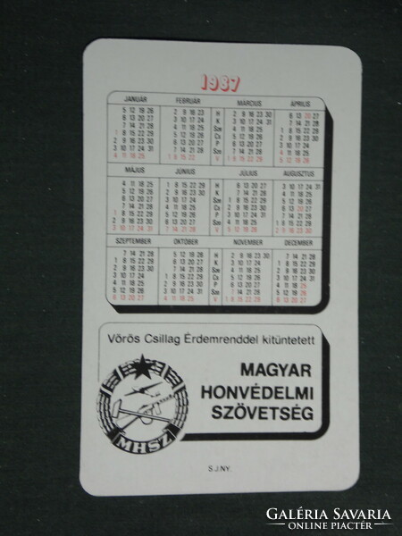 Card calendar, mhsz national defense, graphic artist, diver, 1987, (3)