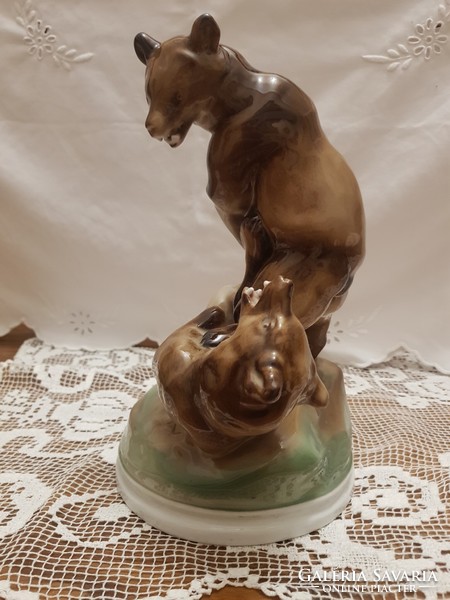 Nice zsolnay wrestling bear porcelain figure