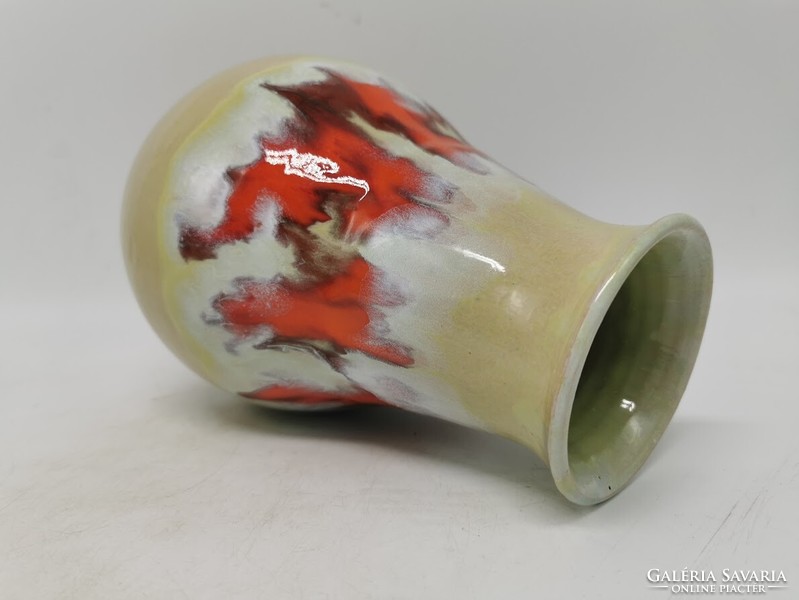 Retro vase, Hungarian handicraft ceramic, marked, 23 cm, solid, heavy