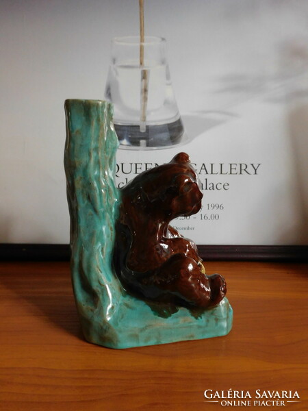 Old ceramic figural lamp - bear with honey
