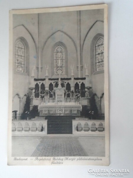 D199637 old postcard - high altar of the Blessed Margaret Parish Church in Árpádházi, Budapest