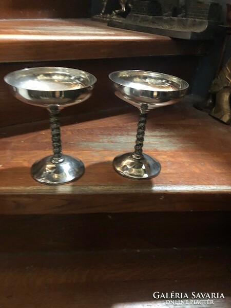Pair of drinking glasses, silver-plated, 14 cm high.