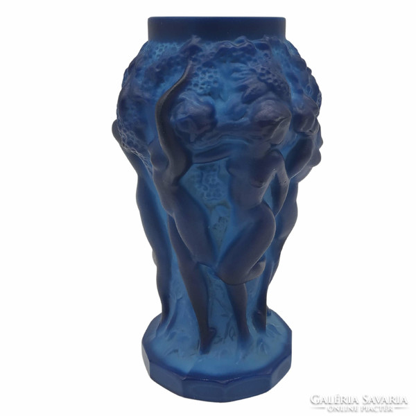 Desna blue glass vase - female figures ii. M00992