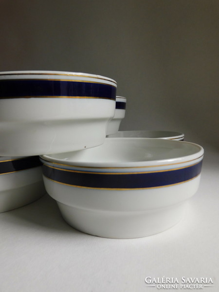 Hollóházi blue striped salad bowls - 6 pieces