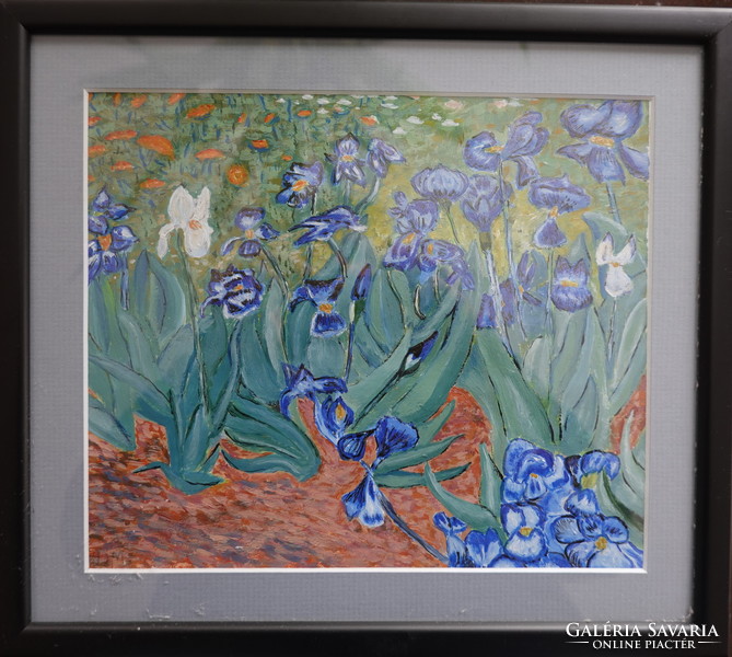 Acrylic copy of van gogh irises painting