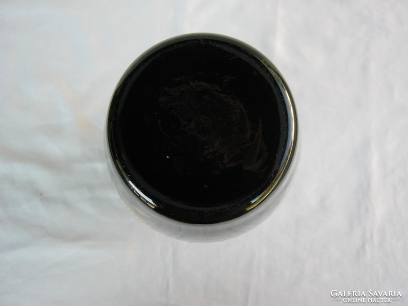 Fekete üveg retro váza nagy méretű 25 cm