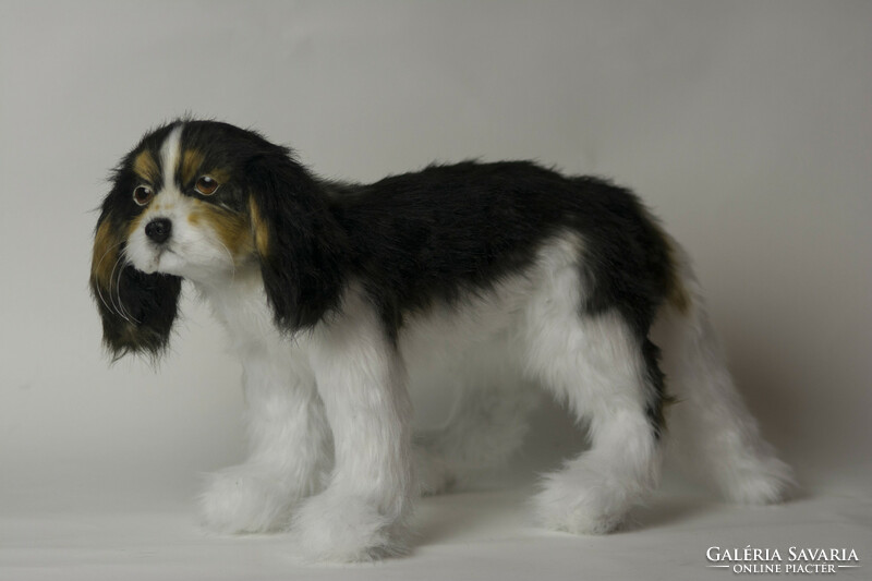 Élethű Cavalier King Charles Spániel plüss portré, realisztikus spániel kutya portré művészi állat