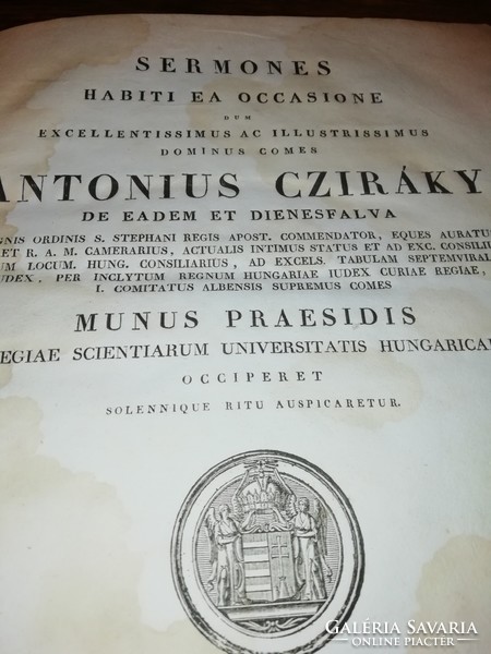 Speeches on the occasion of the appointment of cziraky antal university director general, 1829 rare