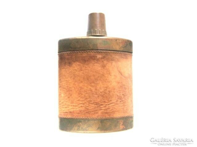 Antique curved flat bottle, genuine leather outside, double cap specialty