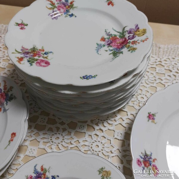 MZ Csehszlovák porcelán, ALTROHLAU rózsás, gyönyörű virágos étkészlet darabjai pótlásra