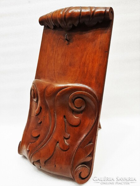 Antique large acanthus leaf carved wooden pocket watch holder / pocket watch holder