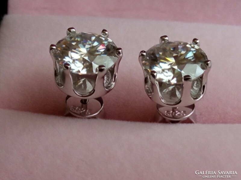 Moissanit gyémánt   2ct - 2 ct 925 ezüst fülbevaló