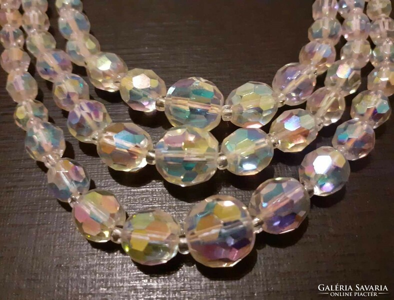 Beautiful three-row Czech aurora borealis crystal necklaces (necklace)