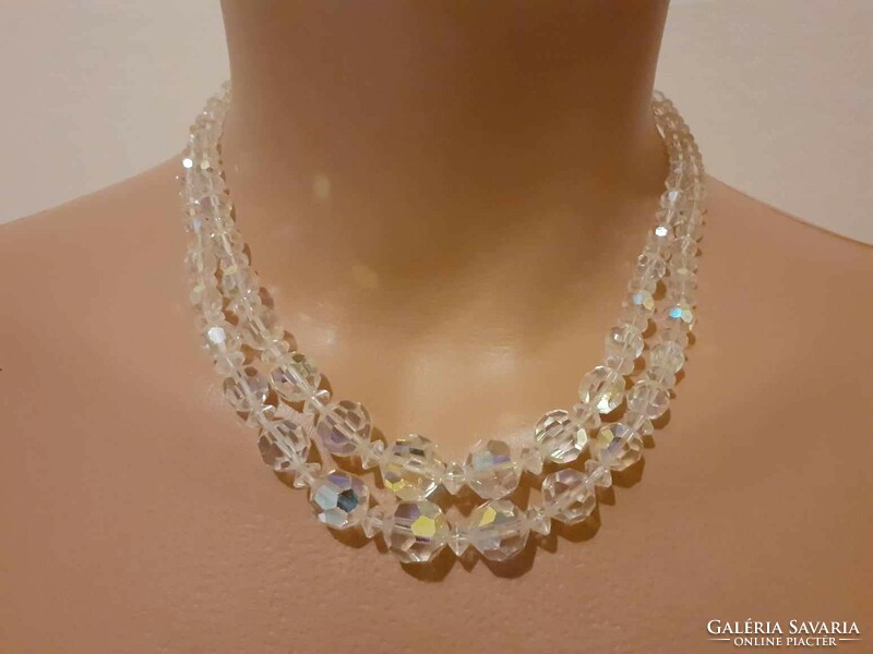 Double row Czech aurora borealis crystal necklaces (necklace)