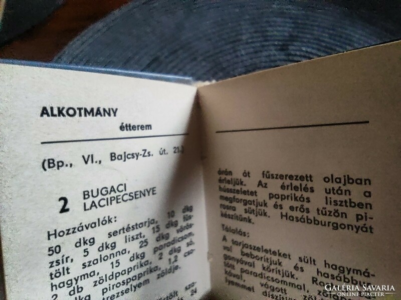 Mini szakácskönyv "1977" Belvárosi Vendéglátó Vállalat.