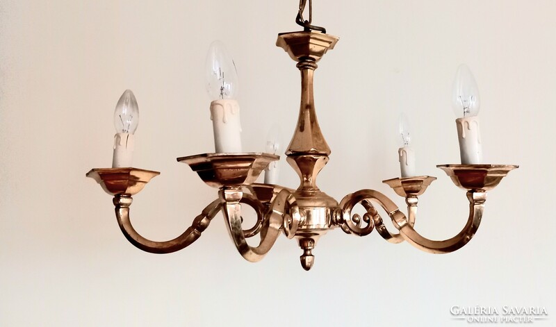 Copper 5-arm ceiling lamp negotiable art deco design