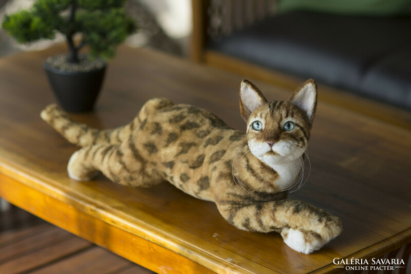 Lifelike Bengal cat portrait, realistic Bengal kitten plush replica toy to order